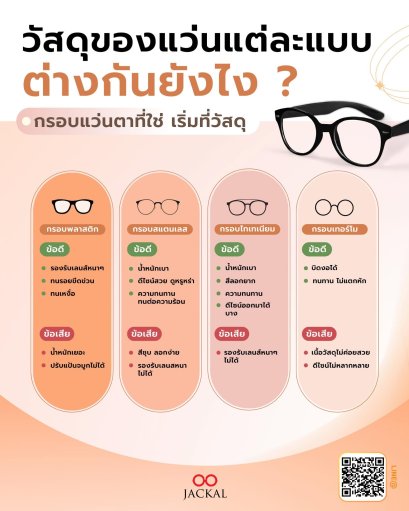 วัสดุของกรอบแว่นแต่ละแบบ แตกต่างกันอย่างไร | ร้านแว่นตา Jackal เชียงใหม่