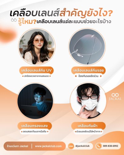 ร้านแว่นตา Jackal เชียงใหม่ เคลือบเลนส์สำคัญยังไง? รู้ก่อนตัดแว่น! เจาะลึกแต่ละแบบช่วยอะไรบ้าง? 