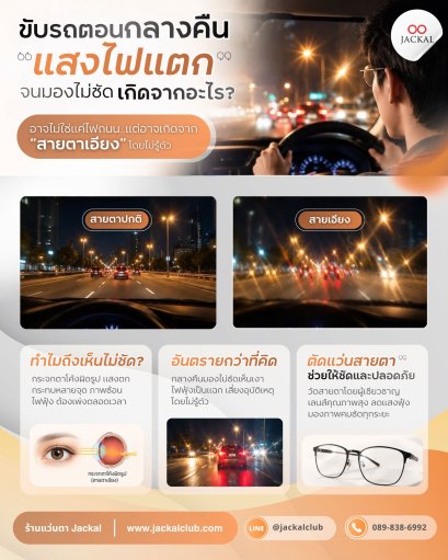 ขับรถตอนกลางคืนแล้วแสงไฟแตก จนมองไม่ชัด เกิดจากอะไร? | ร้านแว่นตา Jackal เชียงใหม่