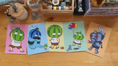 Postcard Set 5 ลาย ปกหนังสือหัวแตงโม / องอาจ ชัยชาญชีพ / PTK Studio