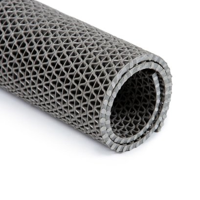 เเผ่นยางปูพื้น รูเล็กระบายน้ำ ลาย S สีเทา ปูขอบสระว่ายน้ำทางเดินที่มีน้ำ