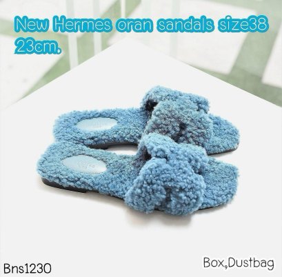 Hermes ORAN SANDALS FER BLUE SIZE38
