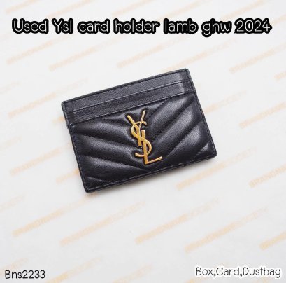 YSL CARD HOLDER BLACK LAMB GHW 2024