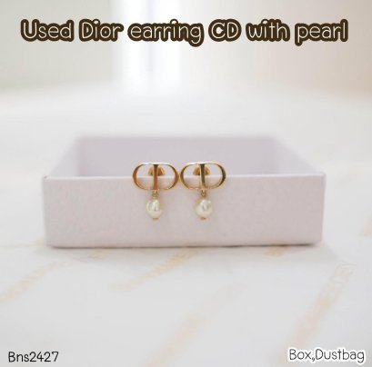 Dior EARRING CD WITH PEARL GOLD