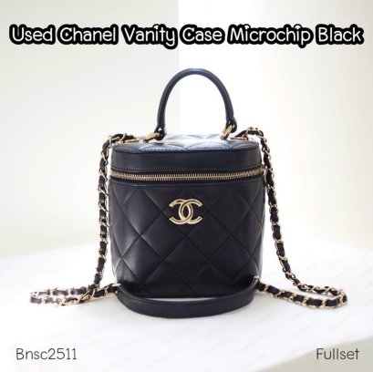 Chanel VANITY CASE BLACK GHW MICROCHIP