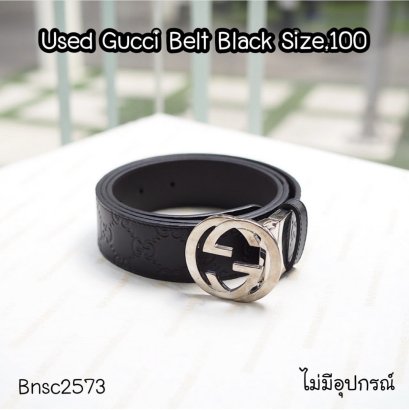 Gucci BELT BLACK SILVER SIZE.100