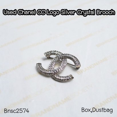 Chanel CC LOGO SILVER CRYSTAL BROOCH