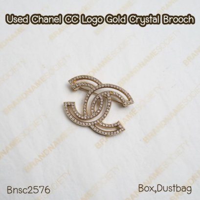 Chanel CC LOGO GOLD CRYSTAL BROOCH