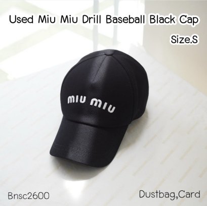 Miumiu DRILL BASEBALL BLACK CAP SIZE.S