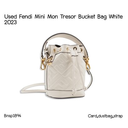 Fendi Mini Mon tresor Bucket Bag White 2023