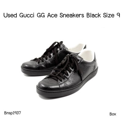 Gucci GG ACE SNEAKERS BLACK SIZE 9