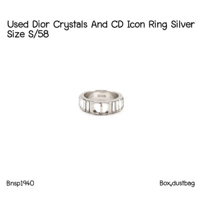 Dior CRYSTALS AND CD ICON RING SILVER SIZE S/58