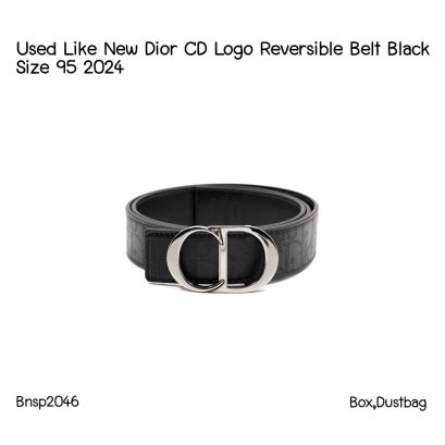 Dior CD LOGO REVERSIBLE BELT BLACK SIZE 95 2024