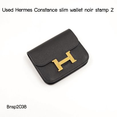 Hermes CONSTANCE SLIM WALLET NOIR STAMPZ
