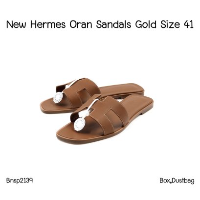 Hermes ORAN SANDALS GOLD SIZE 41