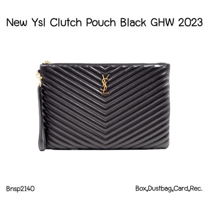YSL CLUTCH POUCH BLACK GHW 2023