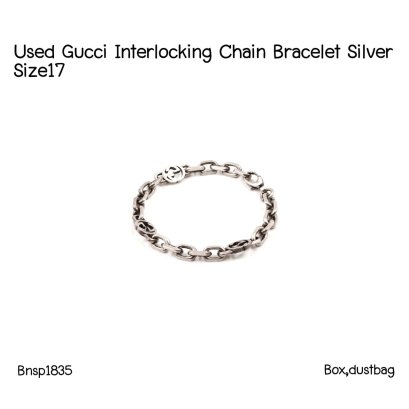 Gucci INTERLOCKING CHAIN BRACELET SILVER SIZE 17