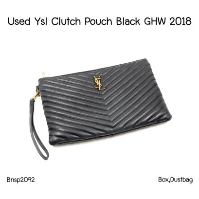 YSL POUCH CLUTCH BLACK GHW 2018
