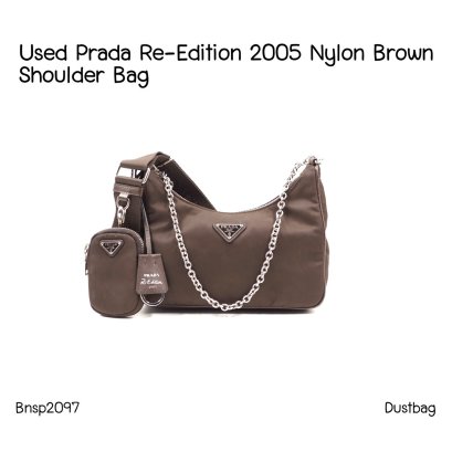 Prada RE-EDITION 2005 NYLON BROWN SHOULDER BAG