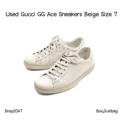 Gucci GG ACE SNEAKERS BEIGE SIZE 7