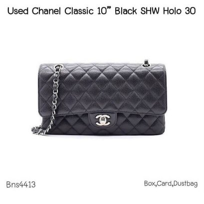 Chanel CLASSIC 10" BLACK CAVIAR SHW HOLO 30686671
