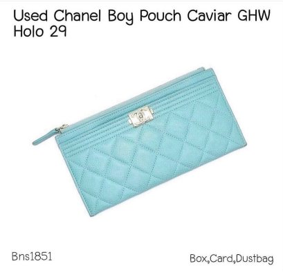 Chanel Boy Pouch Blue Caviar GHW Holo29