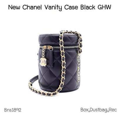 Chanel Vanity Case Black Lamb GHW Microchip