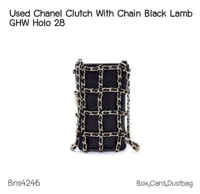 Chanel CLUTCH WITH CHAIN BLACK LAMB GHW HOLO 28750766