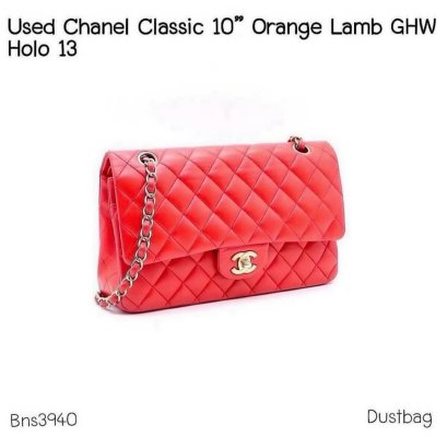 Chanel CLASSIC 10" ORANGE LAMB GHW HOLO 13753792