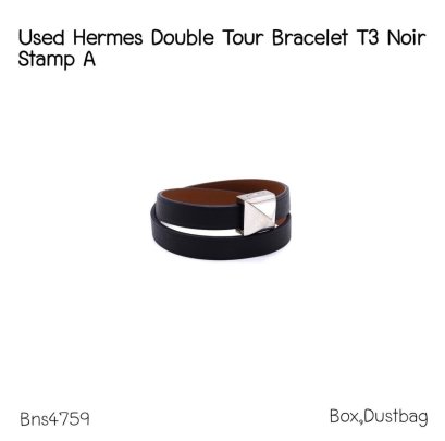 Hermes DOUBLE TOUR BRACELET SIZE T3 BLACK STAMP A