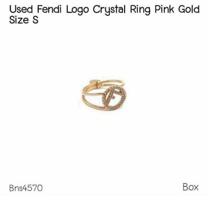 Fendi LOGO CRYSTAL RING PINK GOLD SIZE S