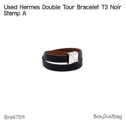 Hermes DOUBLE TOUR BRACELET SIZE T3 BLACK STAMP A
