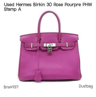 Hermes BIRKIN 30 ROSE POURPRE PHW STAMP A