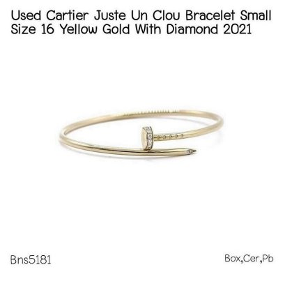 Cartier JUSTE UN CLOU BRACELET SMALL SIZE 16 YELLOW GOLD WITH DIAMOND 2021