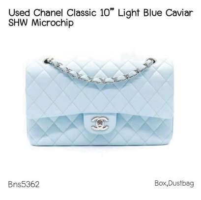 Chanel CLASSIC 10" BLUE CAVIAR SHW MICROCHIP