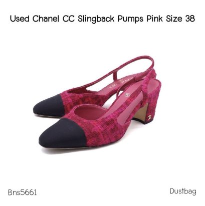 Chanel SLINGBACK PINK TWEED SIZE 38