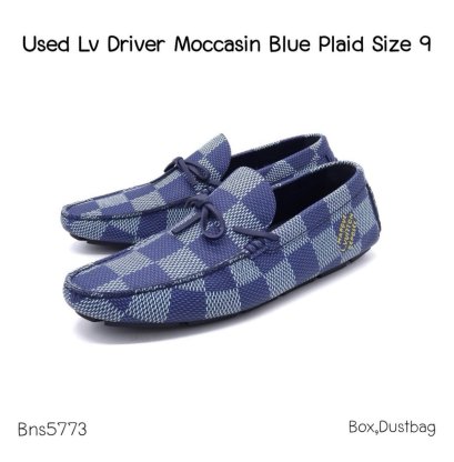 Louis Vuitton DRIVER MOCCASIN BLUE PLAID SIZE9