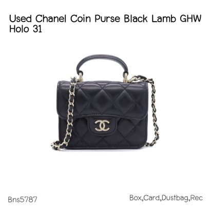 Chanel FLAP COIN PURSE WITH CHAIN BLACK GHW HOLO31773909