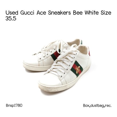 Gucci ACE SNEAKERS BEE WHITE SIZE35.5