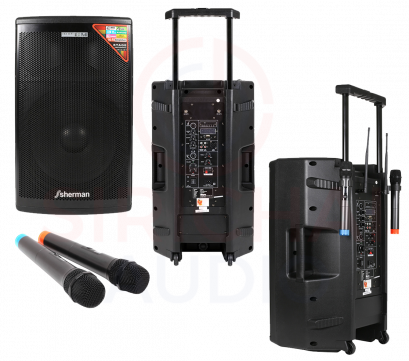 ลำโพงอเนกประสงค์ 15 นิ้ว SHERMAN รุ่น APS115 (ไมค์ลอยคู่UHF,บลูทูธ)