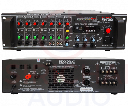 เพาเวอร์แอมป์หน้าปรี HONIC รุ่น  PML-300 (ใช้ได้ทั้งไฟบ้านและไฟรถ)
