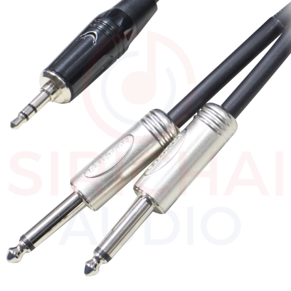 สายสัญญาณ BareTone รุ่น LY-2408-2M สายสัญญาณสเตอริโอ ขั้ว TRS 3.5mm ท้าย 2xTS 6.35mm