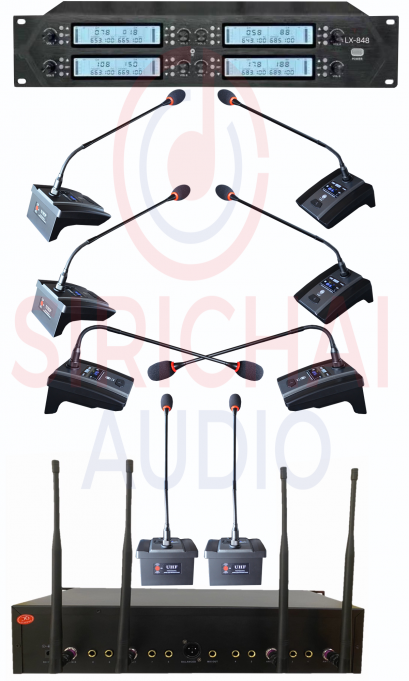 LXJ ไมค์ประชุมไร้สาย LX868 ปรับความถี่ (ชุด8ตัว)