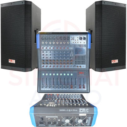 ชุดลำโพง PROPLUS รุ่น PV15pro (เพาเวอร์มิกซ์1เครื่อง ลำโพง15นิ้ว2ใบ)
