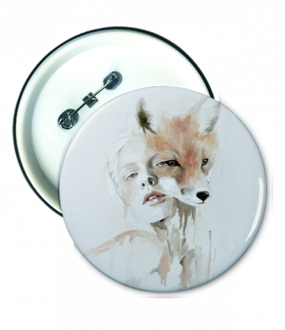 เข็มกลัด พิมพ์ภาพ Girl&amp;Fox Badge