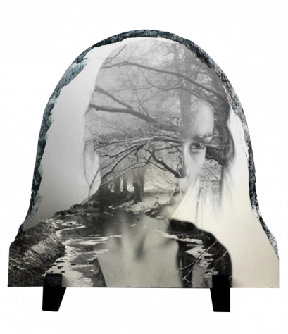 แผ่นหินพิมพ์รูป Woman &amp;forest Rock