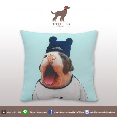 หมอนอิงรูปหมาอิงลิช บูลล์ด็อก ทรงเหลี่ยม เต็มใบ