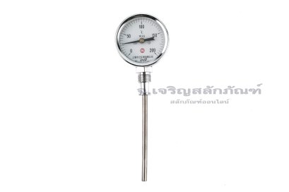 เกจ์วัดอุณหภูมิ เทอร์โมมิเตอร์ (Thermometer Bimetal) หน้าปัดขนาด 60 mm ความยาวเหล็กวัด 100 mm วัดอุณหภูมิ 0-200°