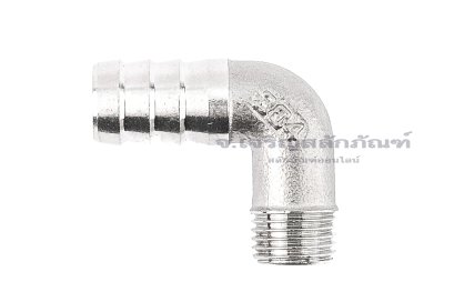 ข้อต่องอ 90&deg;สแตนเลส (เกลียวนอก x หางไหล) 1/4"x13 mm
