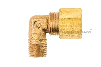 ข้อต่อตาไก่ทองเหลืองแบบงอ 90° (เกลียวนอก x เสียบสาย)  1/4"x 12 mm